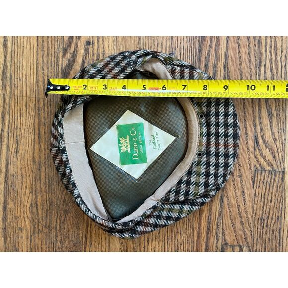 Vintage Dunn & Co Brown Check Flat Cap Hat Mens Size 7.5 - Picture 7 of 7